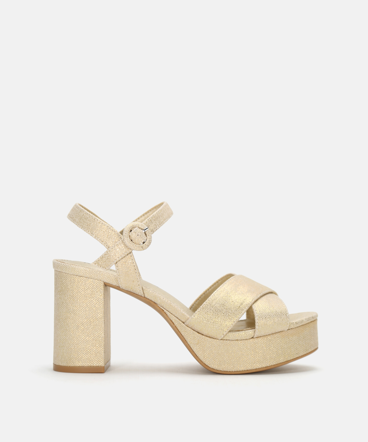 Sand&aacute;lia de salto com tiras cruzadas